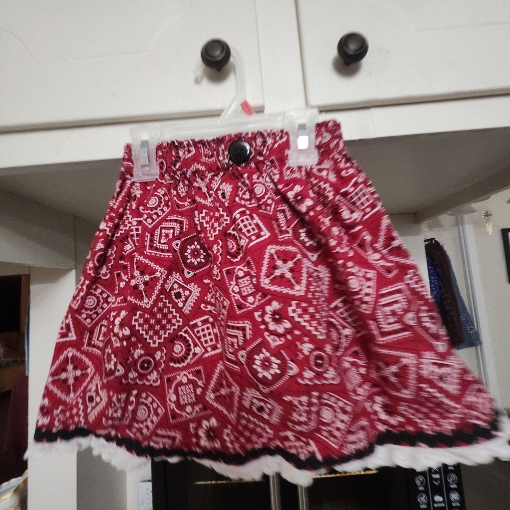 Charming Red Patterned Kids Skirt